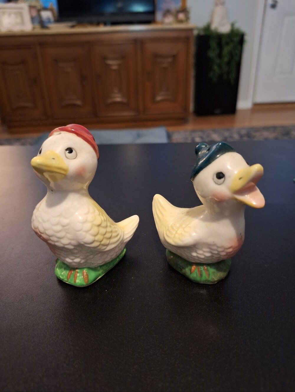 Vintage Ceramic Duck Figurine Salt & Pepper Set